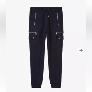 $245 The Kooples Navy Jogger Cargo Pants with Zippers NWT SMALL